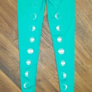 teeki Pants - Teeki green phases of the moon yoga leggings small teeki Pants - Teeki green phases of the moon yoga leggings small